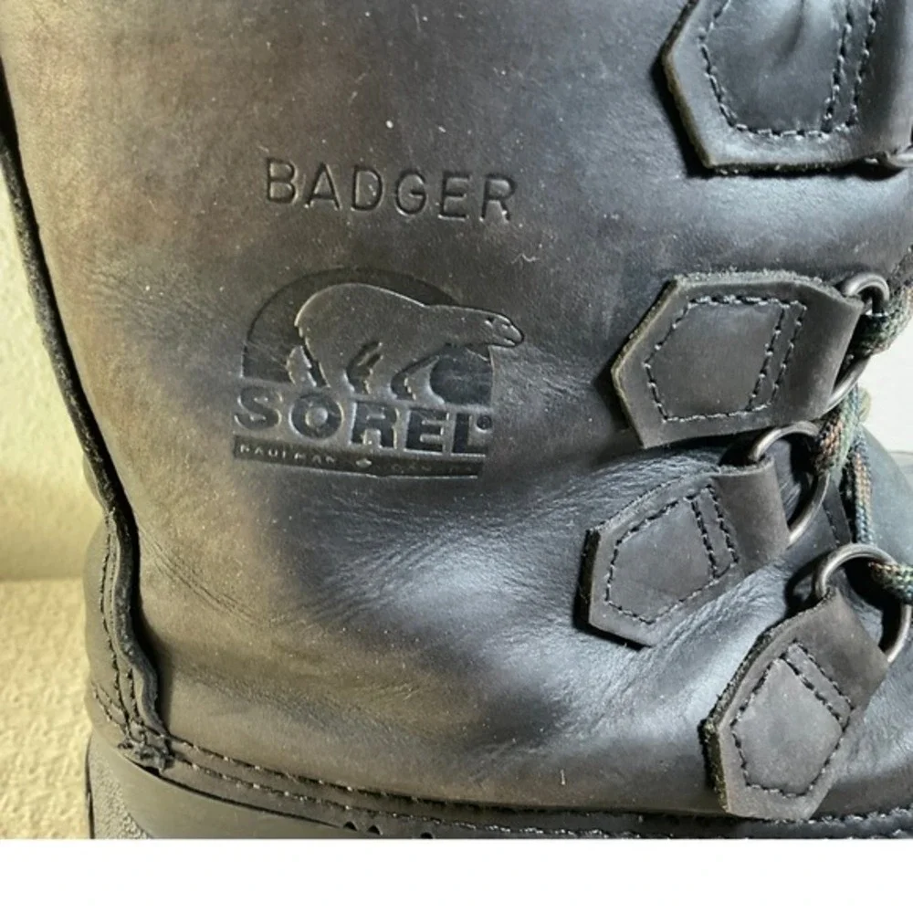 Sorel Badger Mens Black Leather‎ Waterproof Insulated Winter Snow Boots Size 7